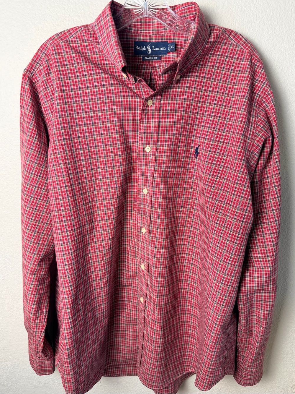 Polo Ralph Lauren Men’s XL Classic Fit Red Plaid Long Sleeve Button Down Shirt